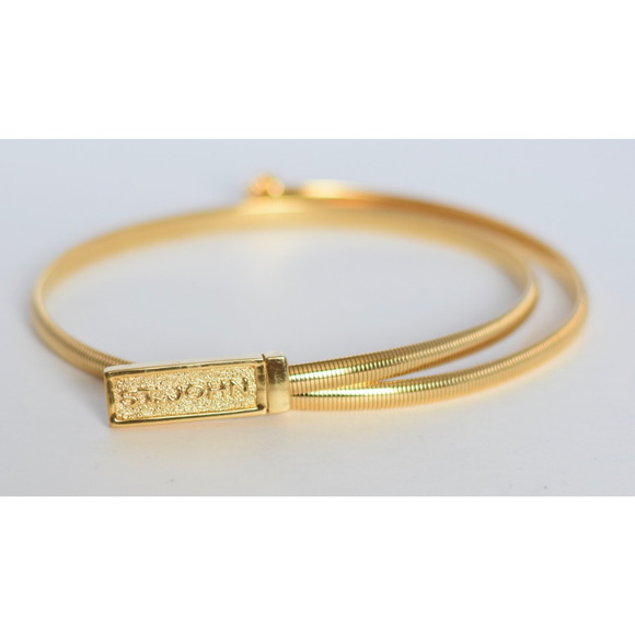 Signature ST. JOHN Knit Gold Tone Metal Stretch Skinny Waist Belt 25\